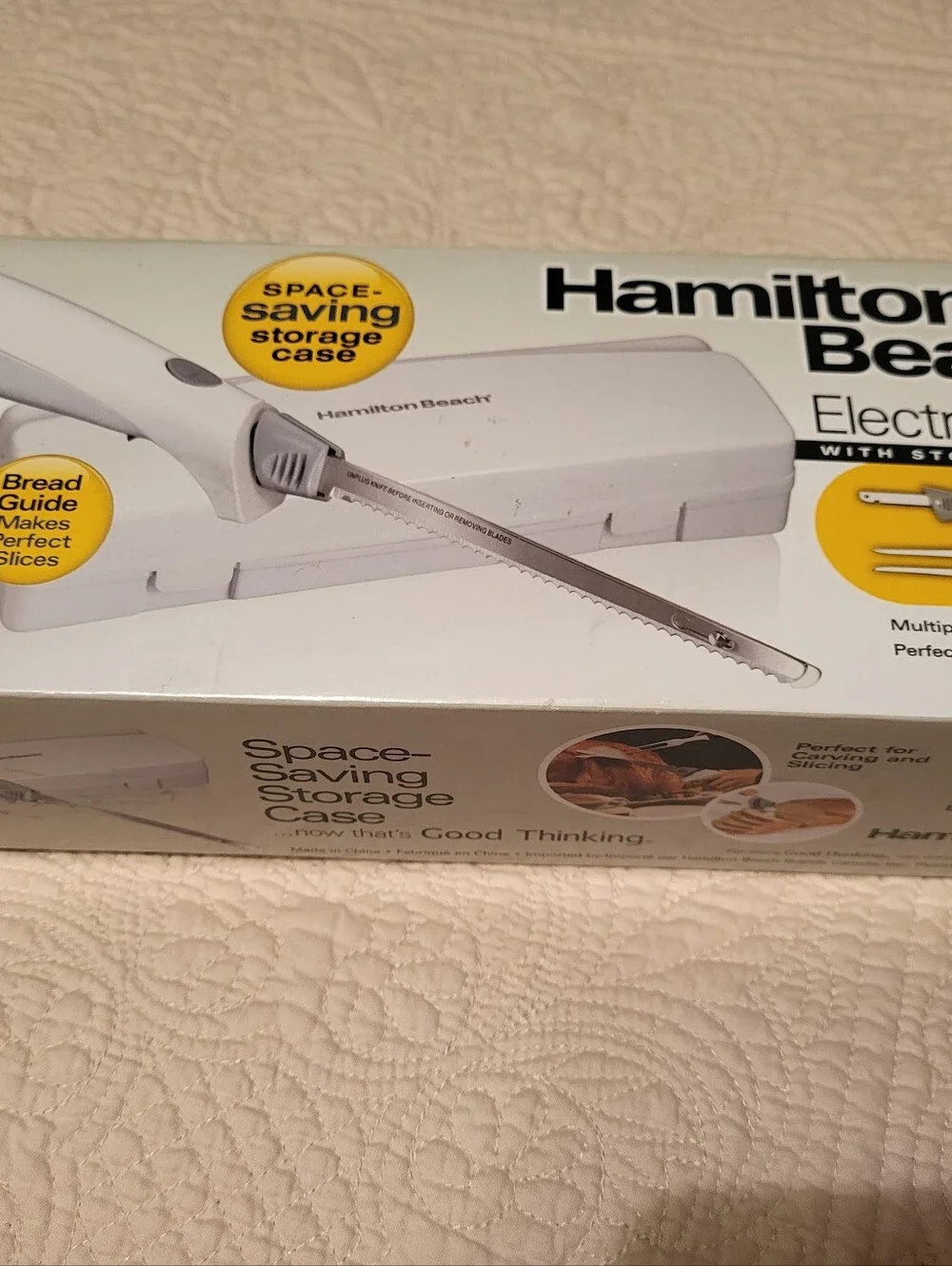Hamilton Beach White Electric Carving Knife with Serrated Blade